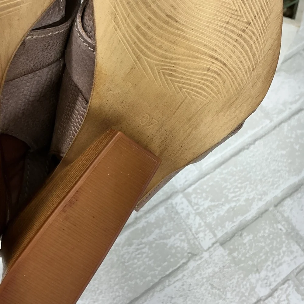 Miz Mooz Taupe Wedge Sandals